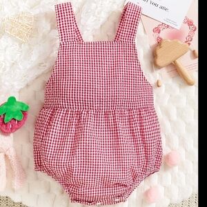 Red Gingham Baby Romper